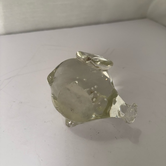 Vintage Small Controlled Bubble Clear Glass Paperweight Pig Head - Picture 5 of 7